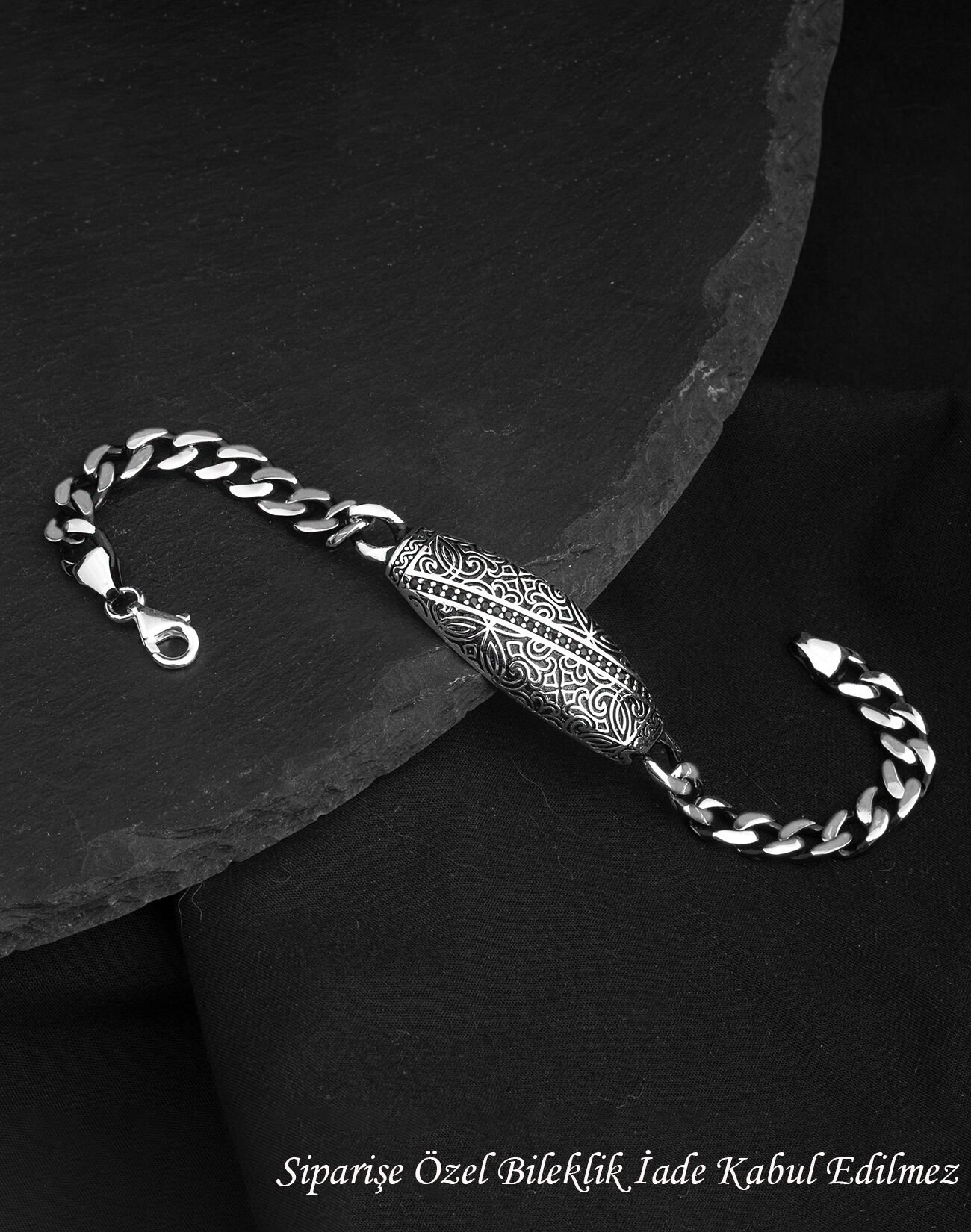925 Ayar Gurmet Zincirli Motifli Döküm Gümüş Erkek Bileklik