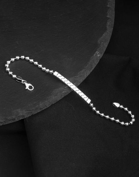 925 Ayar Top Zincirli Ritim Gümüş Erkek Bileklik