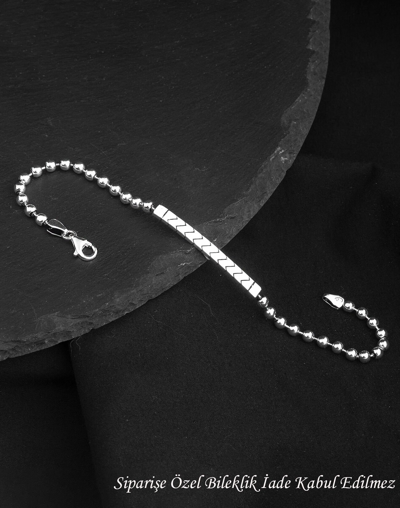 925 Ayar Top Zincirli Ritim Gümüş Erkek Bileklik