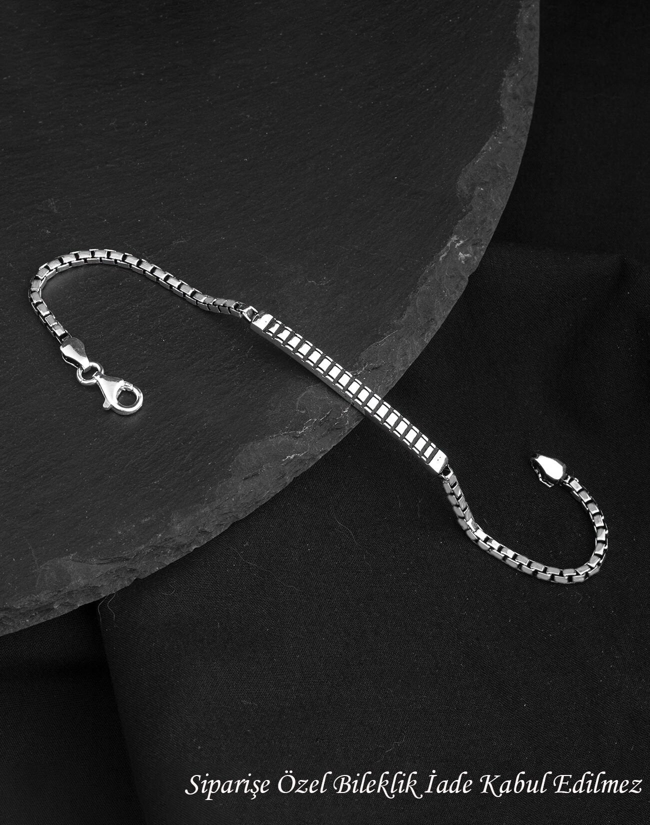 925 Ayar Modern Küp Zincir Gümüş Erkek Bileklik