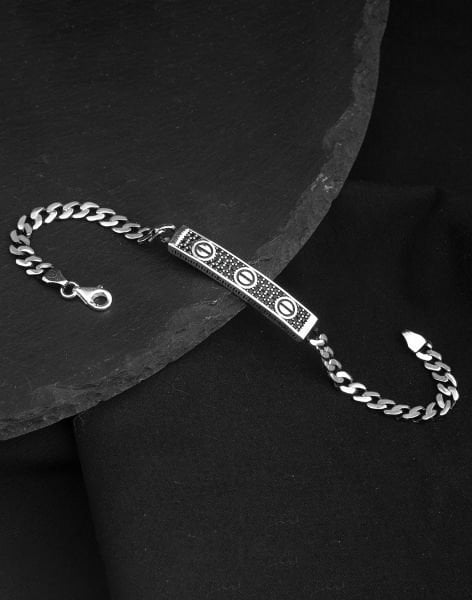 925 Ayar Gurmet Zincirli Markazit Taşlı Gümüş Erkek Bileklik