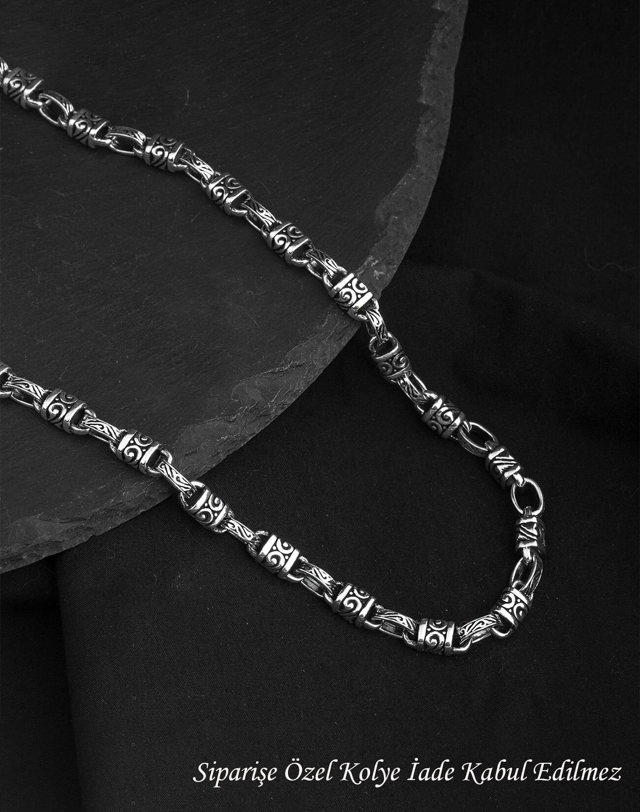 925 Ayar Gizemli Gümüş Erkek Zincir Kolye