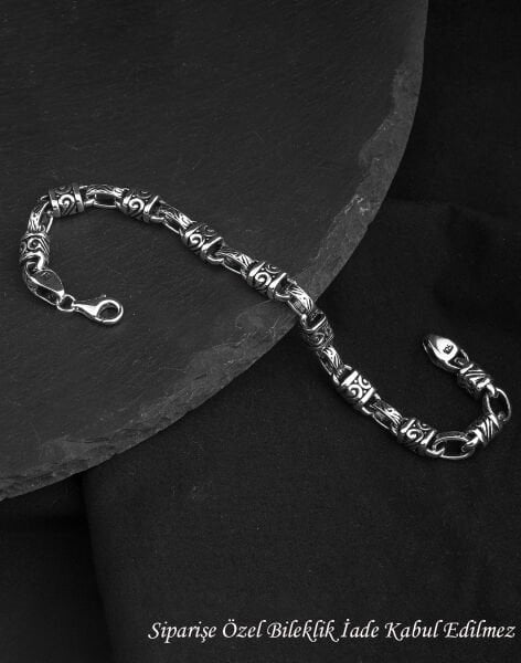925 Ayar Gizemli Gümüş Erkek Zincir Bileklik