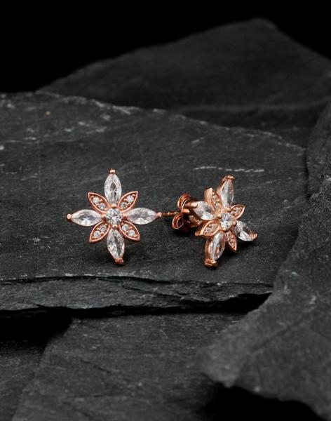 Gümüş Umut Çiçeği Küpe PEMBE