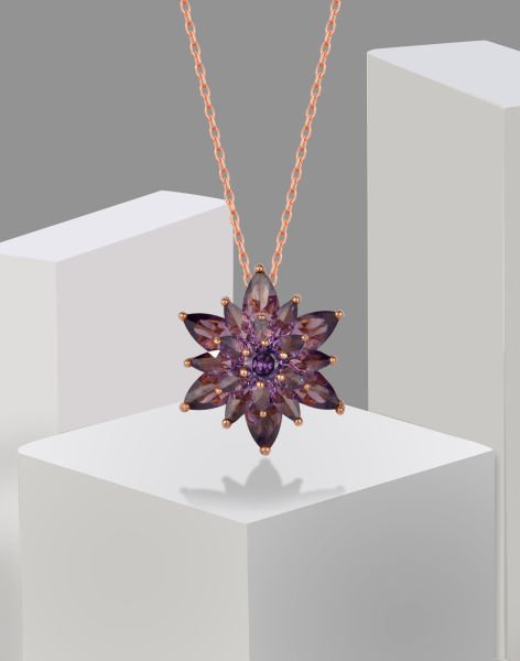 Özel Tasarım Gümüş Lotus Çiçeği Kolye