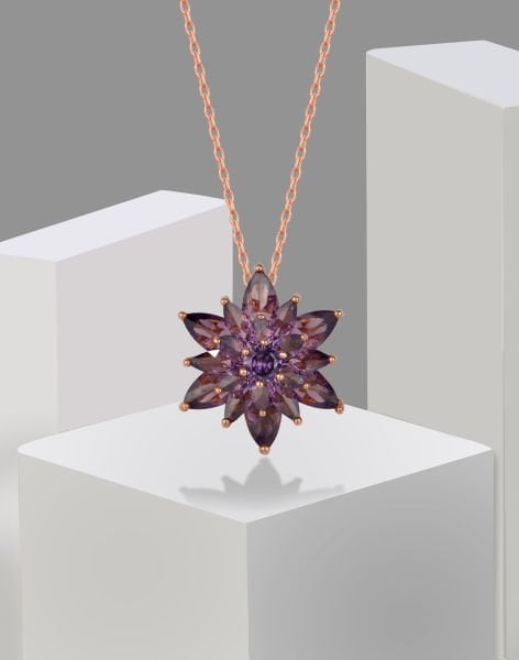 Özel Tasarım Gümüş Lotus Çiçeği Kolye