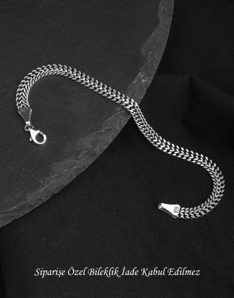 925 Ayar Ezme Oksitli Gümüş Erkek Bileklik