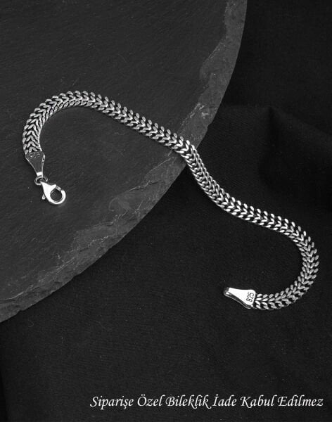 925 Ayar Ezme Oksitli Gümüş Erkek Bileklik