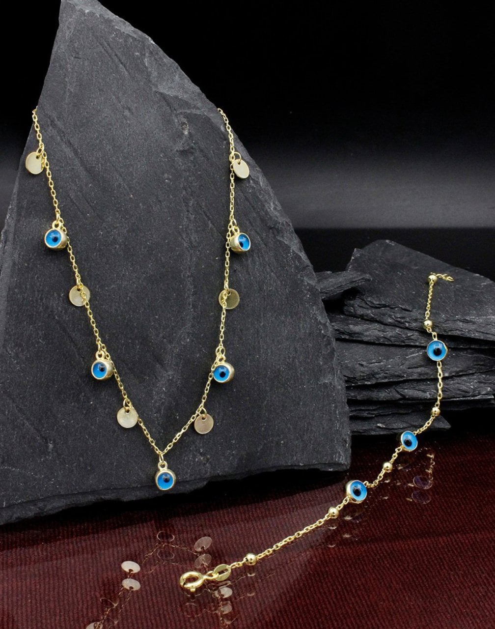 Cam Gözlü Kolye ve Bileklik Kombin