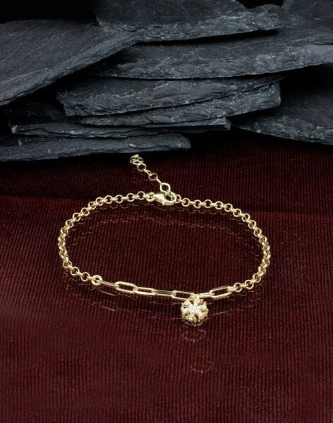 Kar Tanesi Sallantılı Gümüş Bileklik