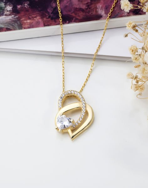 Kördüğüm Gibi Sevgi Gümüş Kolye 14 Ayar Altın Kaplama