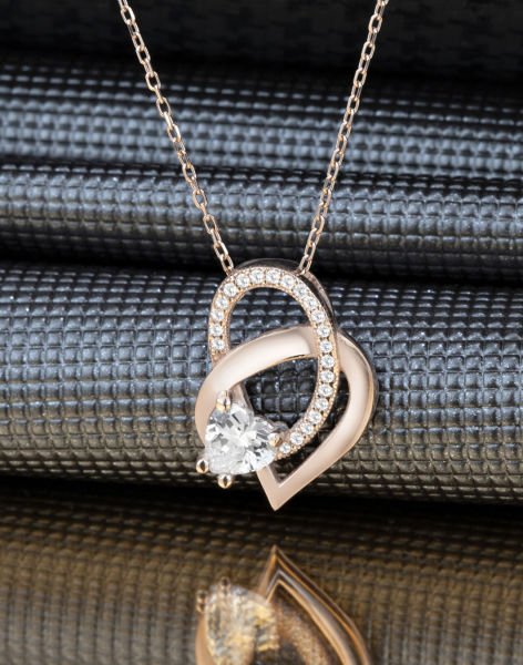 Kördüğüm Gibi Sevgi Gümüş Kolye Rose Kaplama