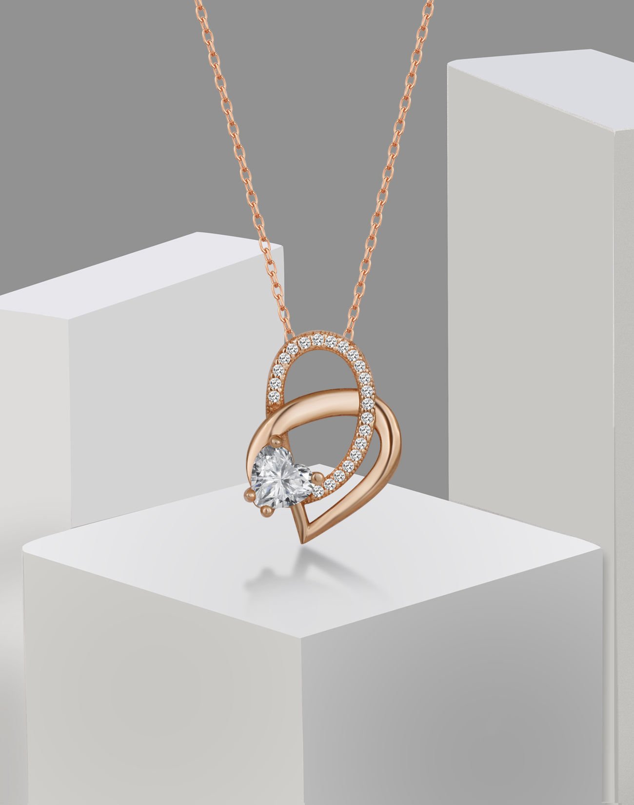 Kördüğüm Gibi Sevgi Gümüş Kolye Rose Kaplama