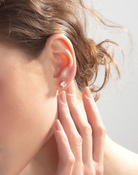 Tek Taşlı Gümüş Küpe