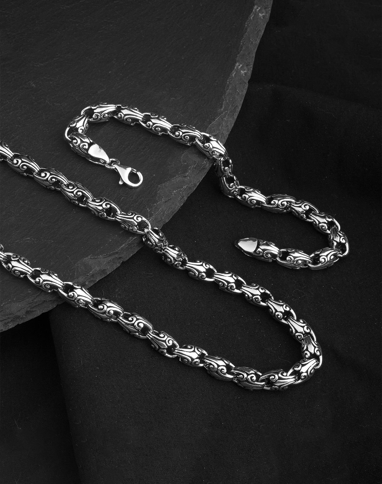 925 Ayar Ejderha Ateşi Gümüş Erkek Kolye ve Bileklik Kombin