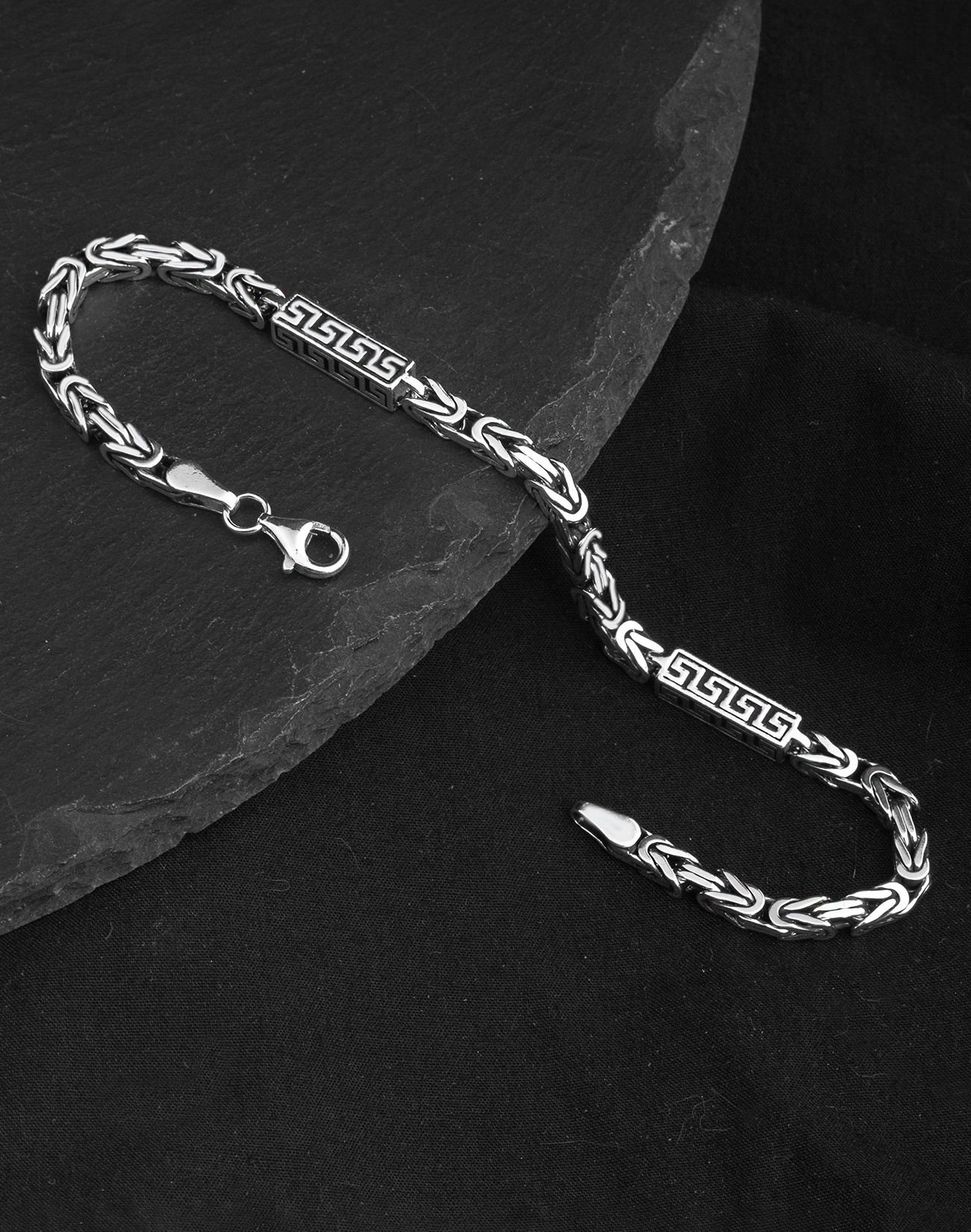 925 Ayar Grek Modeli Gümüş Erkek Kral Zincir Bileklik