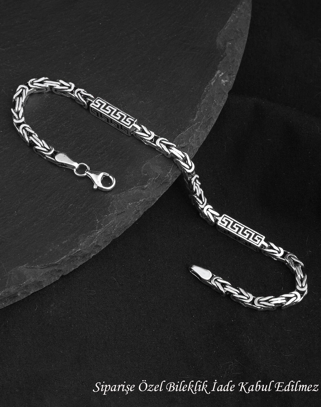 925 Ayar Grek Modeli Gümüş Erkek Kral Zincir Bileklik