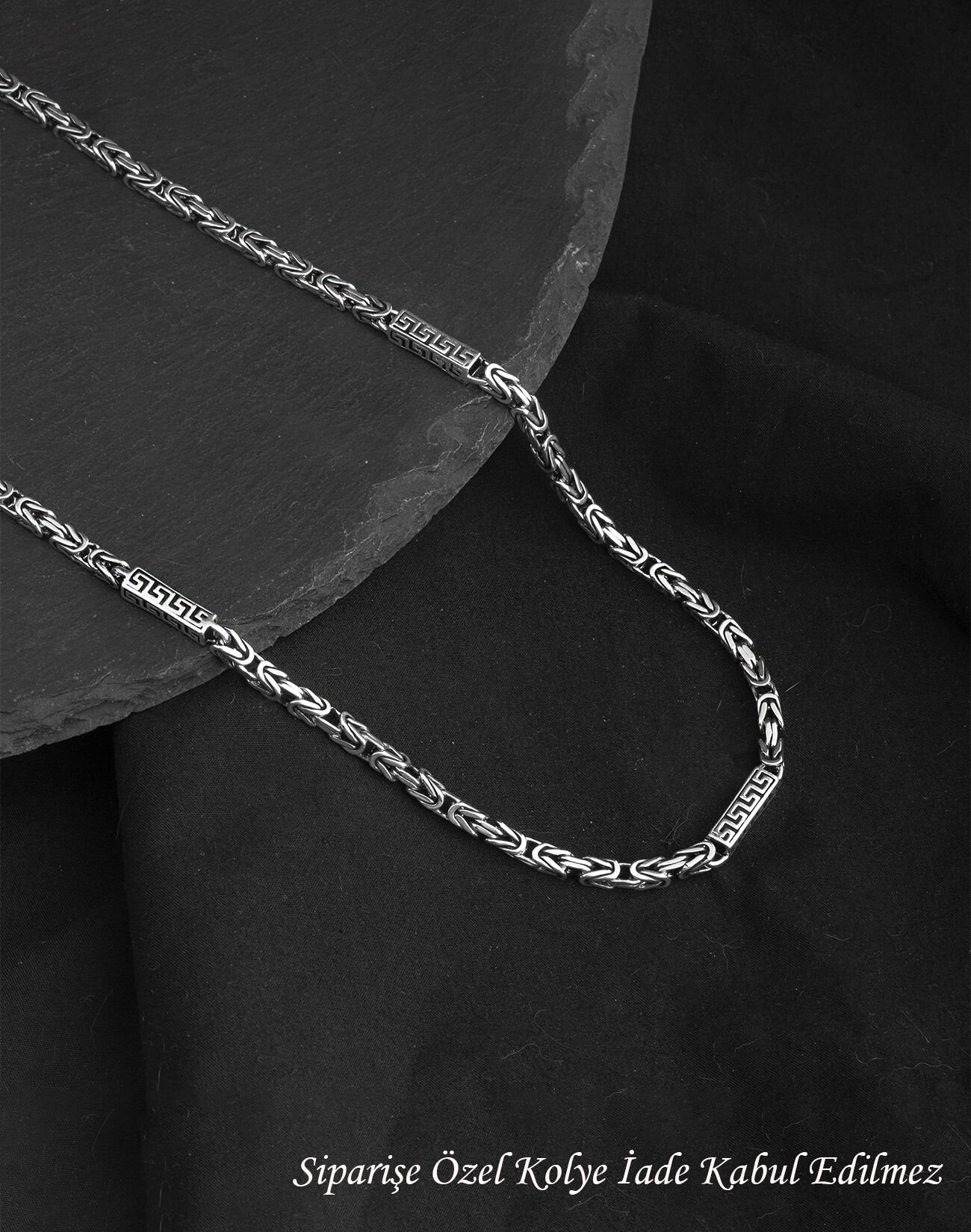 925 Ayar Grek Modeli Gümüş Erkek Kral Zincir Kolye