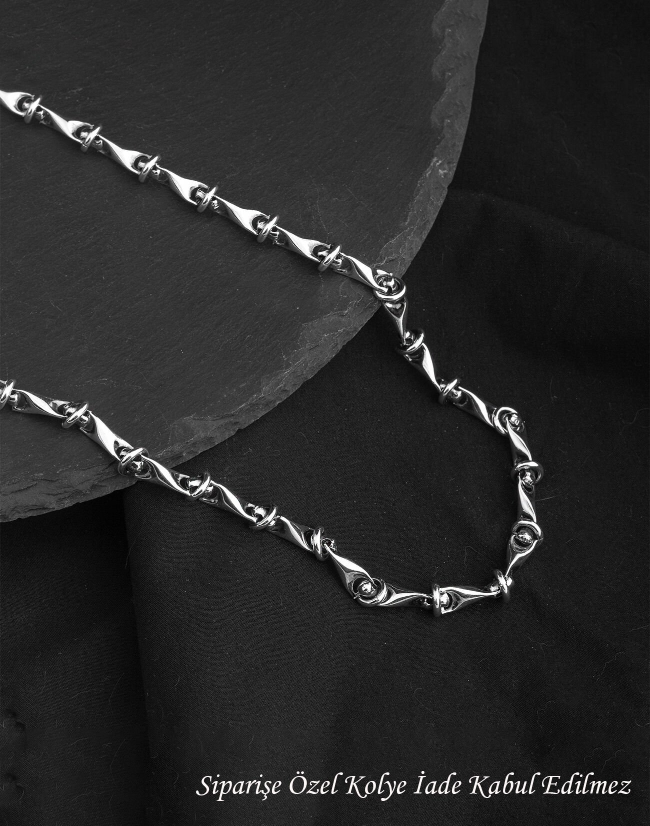 925 Ayar Kıkırdak Modeli Gümüş Erkek Zincir Kolye