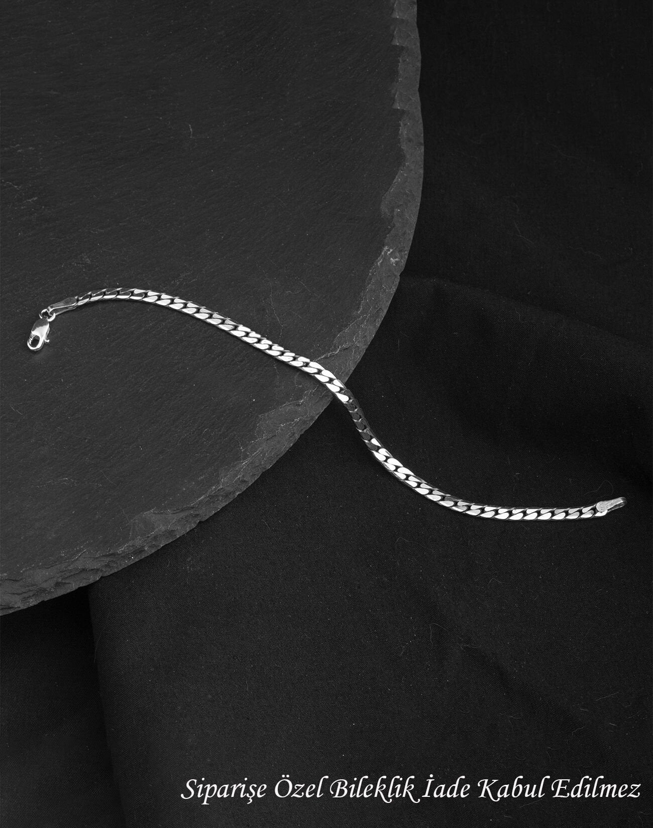 925 Ayar Oksitli İtalyan Zincir Gümüş Erkek Bileklik