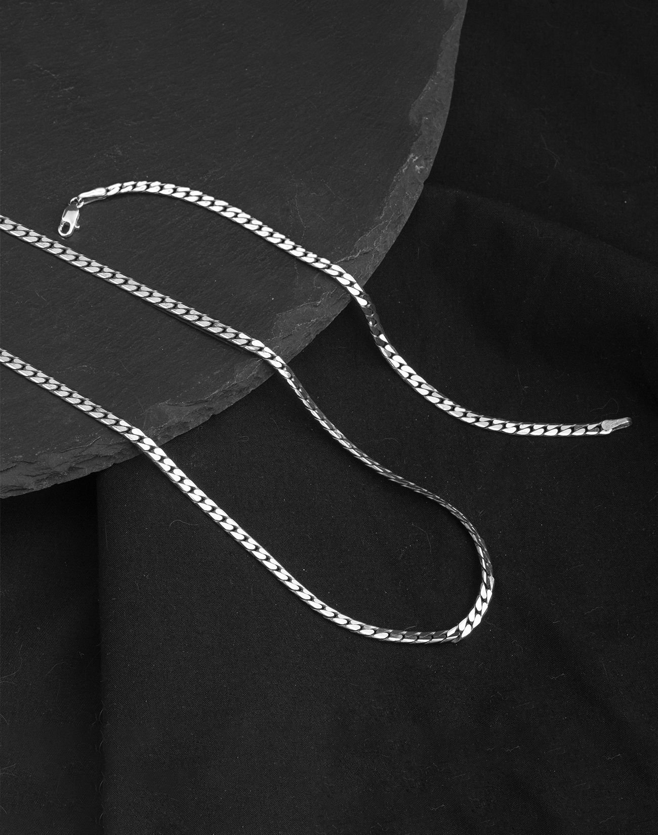 925 Ayar Oksitli İtalyan Zincir Gümüş Erkek Kolye ve Bileklik Kombin