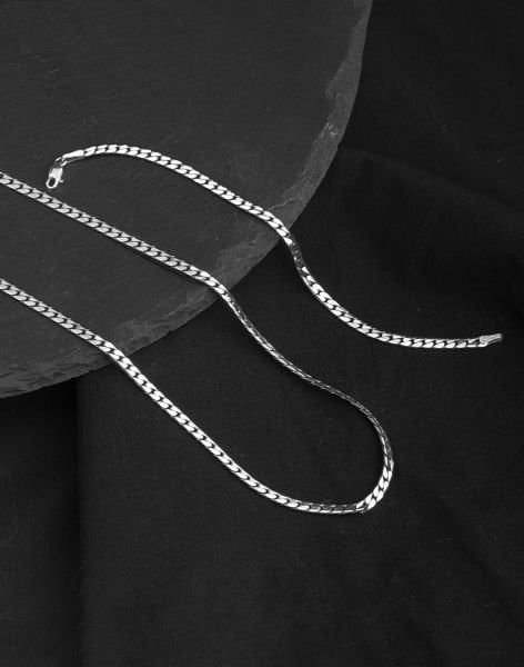 925 Ayar Oksitli İtalyan Zincir Gümüş Erkek Kolye ve Bileklik Kombin