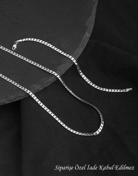 925 Ayar Oksitli İtalyan Zincir Gümüş Erkek Kolye ve Bileklik Kombin