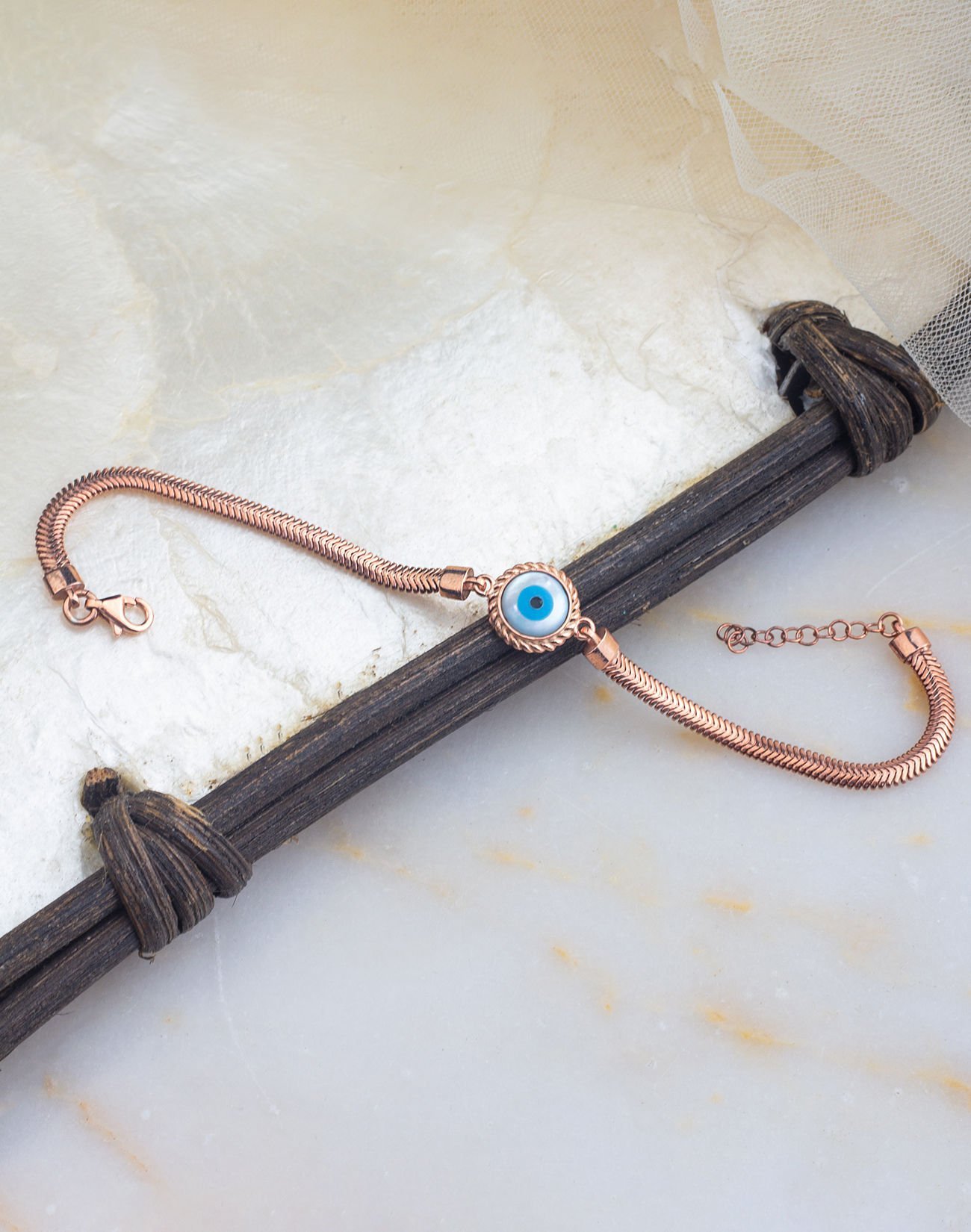 925 Ayar Nazar Göz Balık Sırtı Gümüş Bileklik