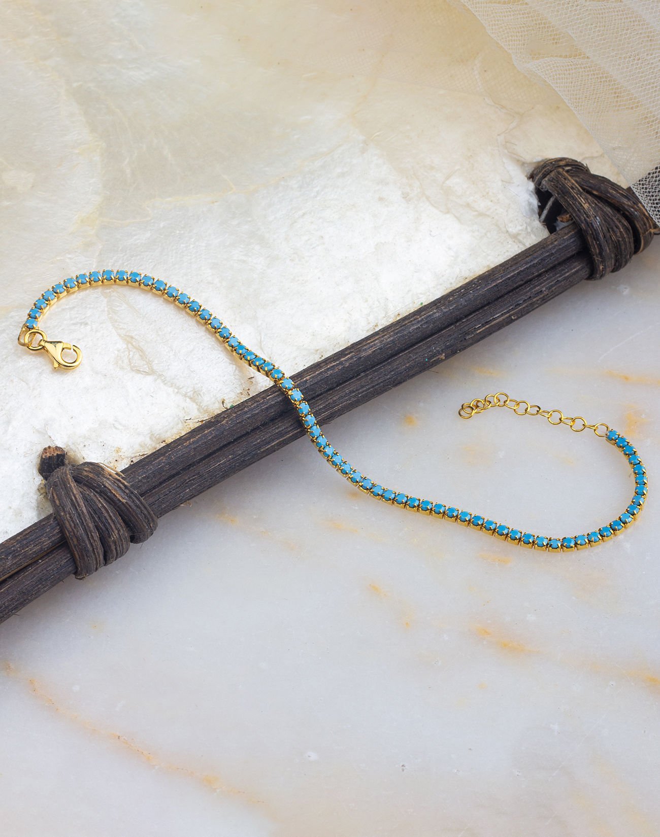 925 Ayar Firuze Taşlı Su Yolu Gümüş Bileklik