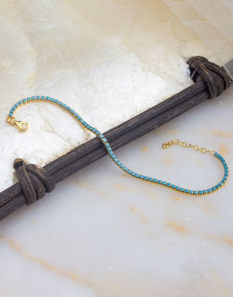 925 Ayar Firuze Taşlı Su Yolu Gümüş Bileklik