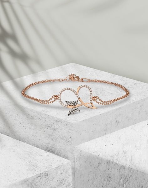 925 Ayar Gümüş Kelebekli Kalp Bileklik