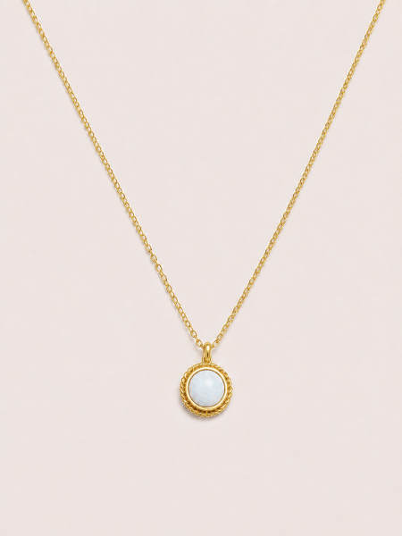 925 Ayar Minimal Opal Taşlı Gümüş Kolye