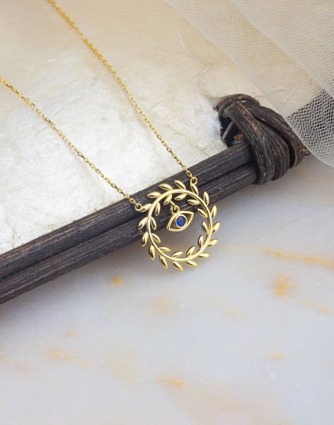 925 Ayar Başak Modeli Zirkon Taşlı Göz Gümüş Kolye