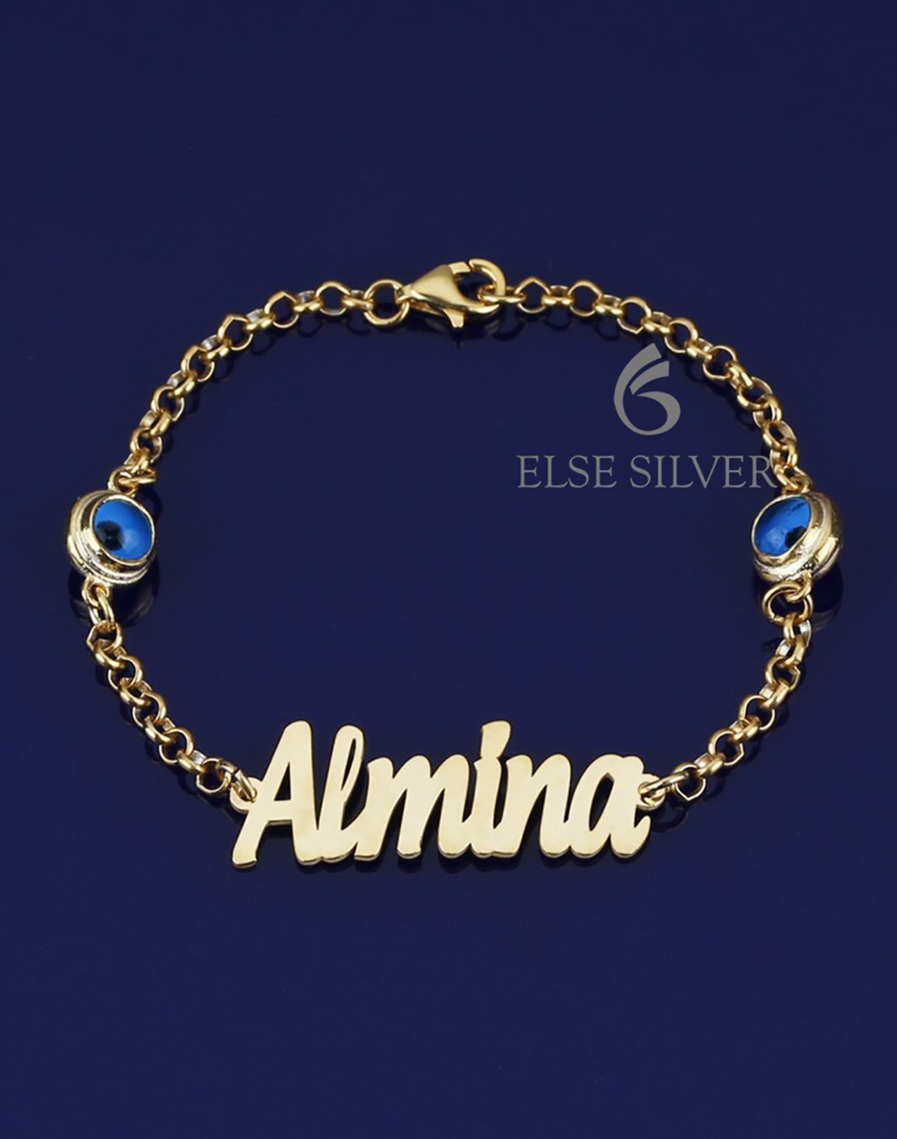 Kişiye Özel Göz Nazarlı Gümüş Bileklik Çocuk Boy