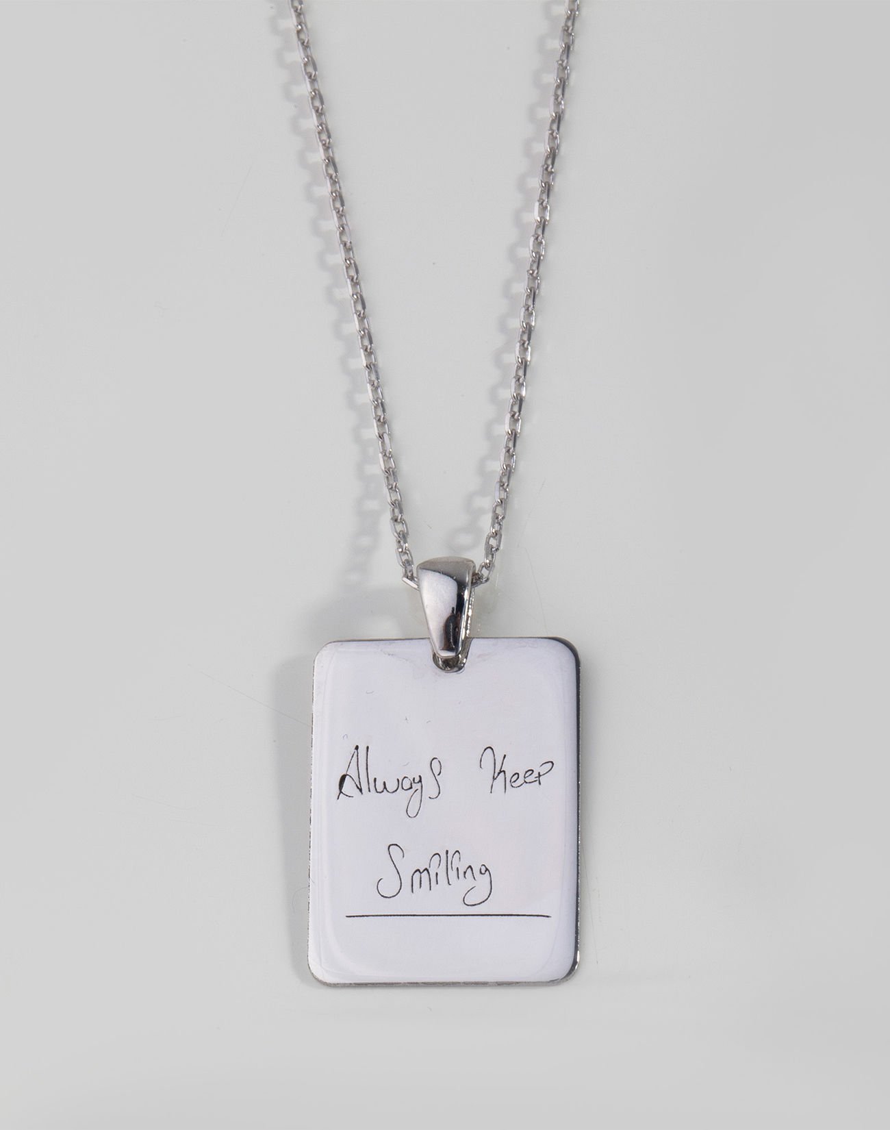 Dikdörtgen tasarım Kişiselleştirilebilir Gümüş Kolye Rodyum Kaplama