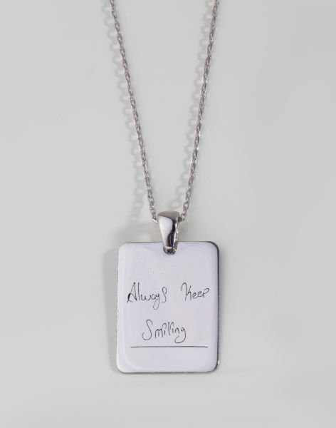 Dikdörtgen tasarım Kişiselleştirilebilir Gümüş Kolye Rodyum Kaplama