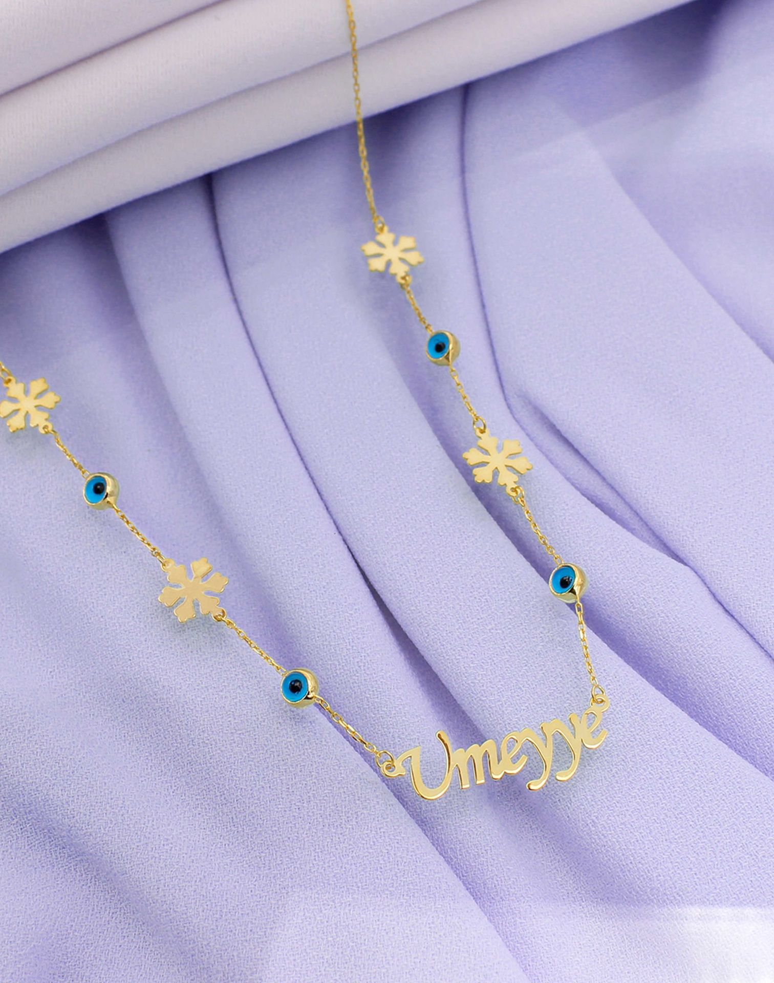 925 Ayar Gümüş Cam Göz İsimli Kolye