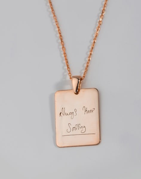 Dikdörtgen tasarım Kişiselleştirilebilir Gümüş Kolye Rose Kaplama