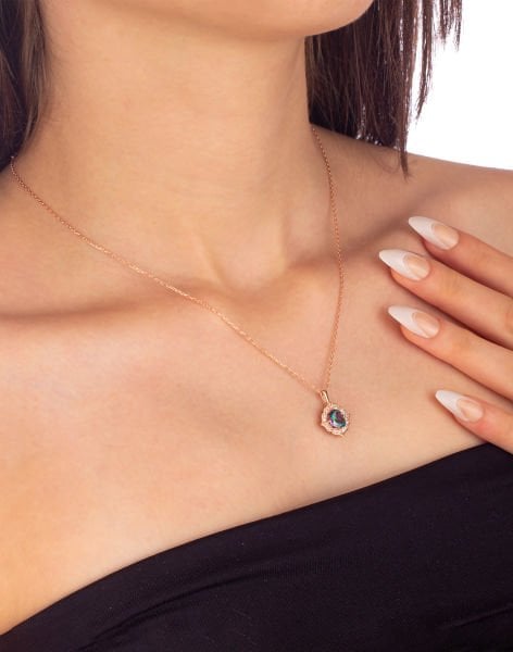 925 Ayar Gümüş Zirkon Taşlı Sultan Kolye MİSTİK TOPAZ