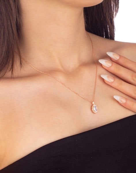 925 Ayar Gümüş Zirkon Taşlı Prenses Kolye KIRIK BEYAZ