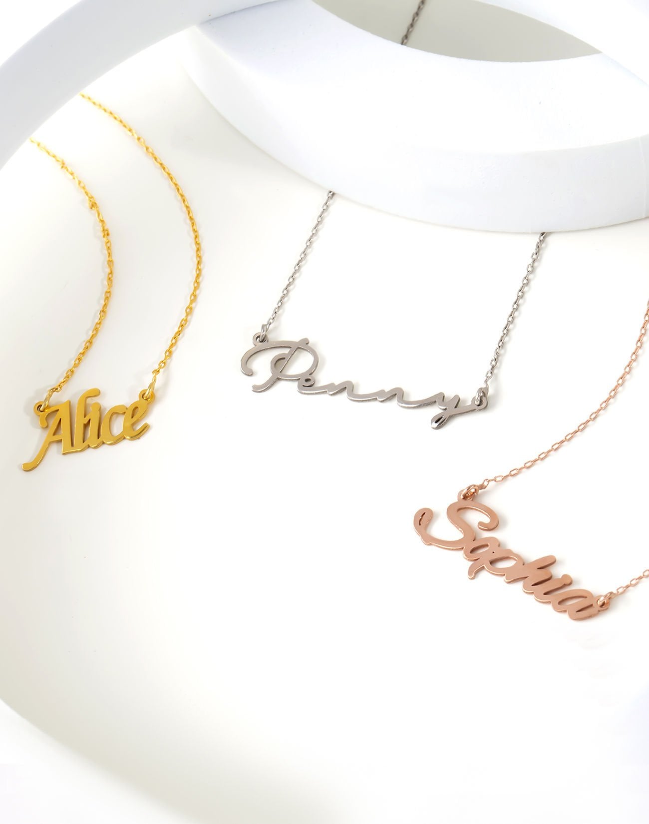 Kişiye Özel İsimli Gümüş Kolye Rodyum Kaplama