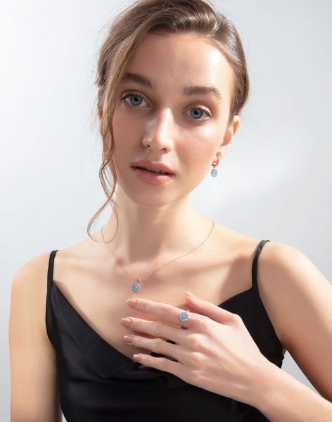 925 Ayar Gümüş Nergis Çiçeği Takı Seti