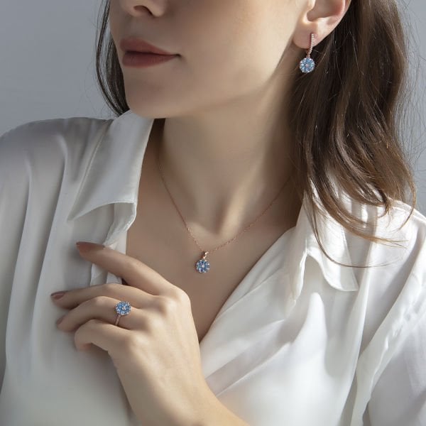 925 Ayar Gümüş Nergis Çiçeği Takı Seti