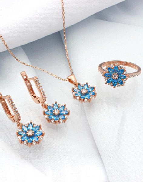 925 Ayar Gümüş Nergis Çiçeği Takı Seti